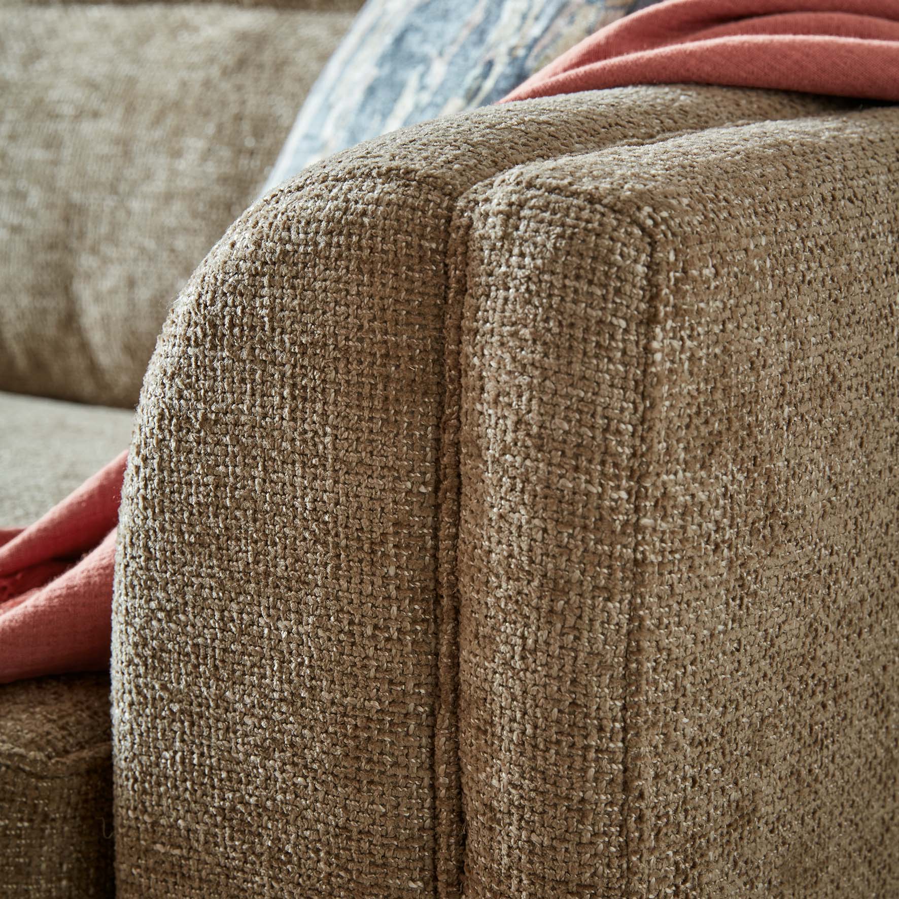 Turin Range Sofas In Venice Barley Brown Fabric With Cushions - Image 3