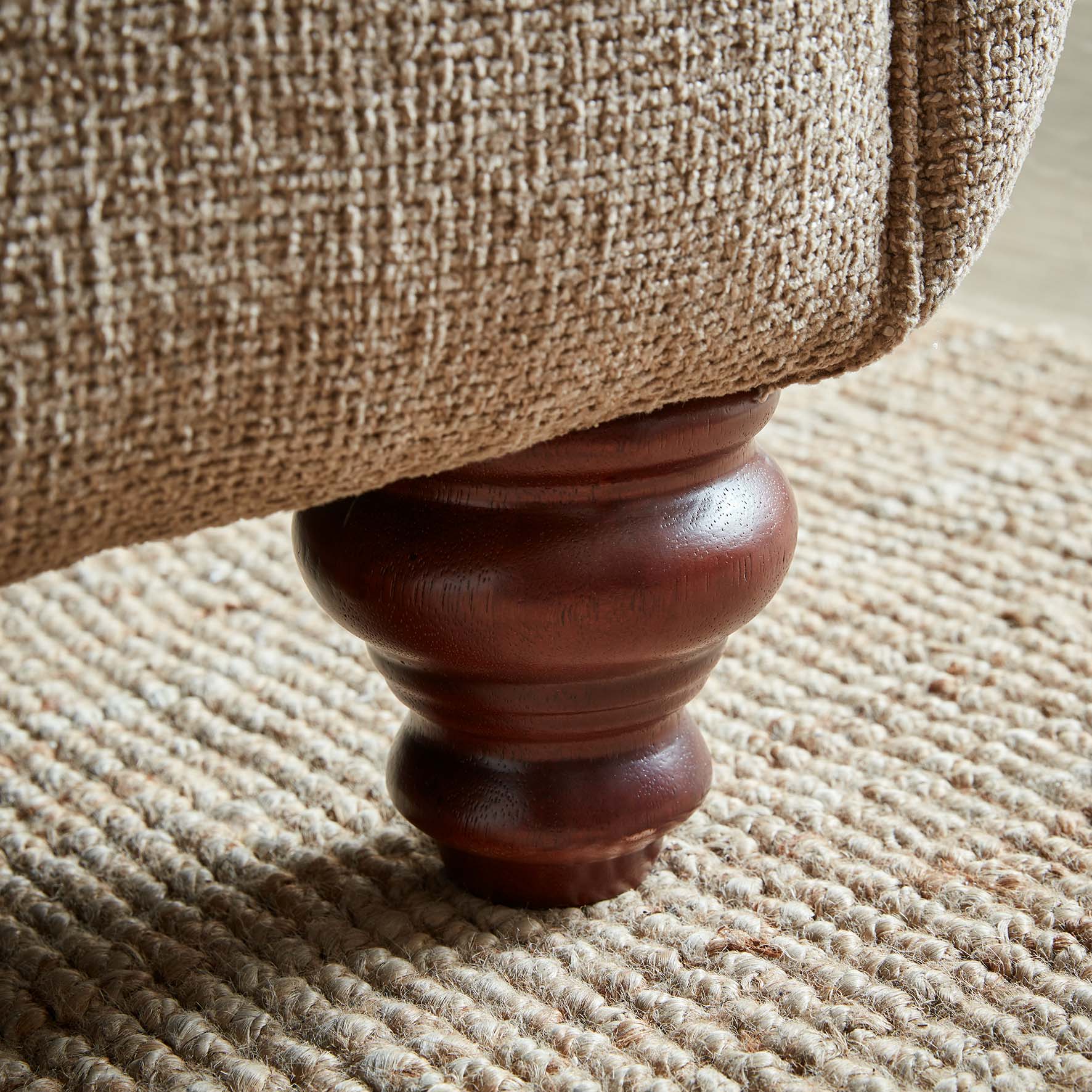 Turin Range Sofas In Venice Barley Brown Fabric With Cushions - Image 5
