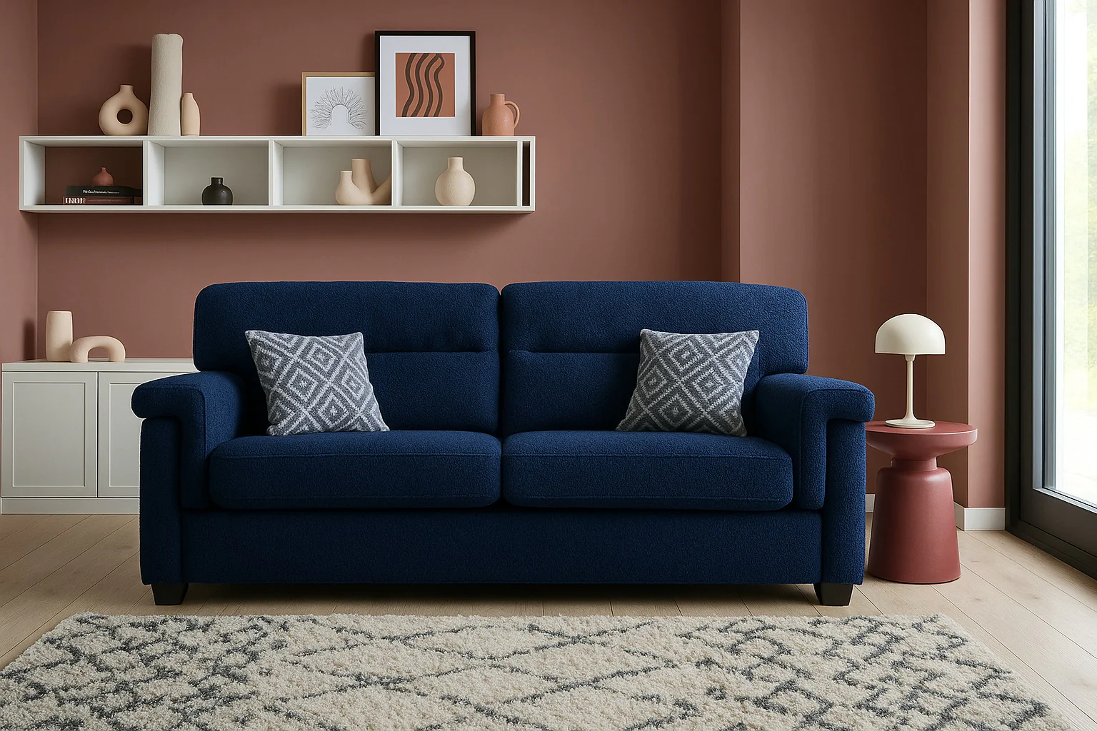 Valencia Modern 4 Seater In Teddy Slate Grey Fabric Sofa With Cushions - Image 10