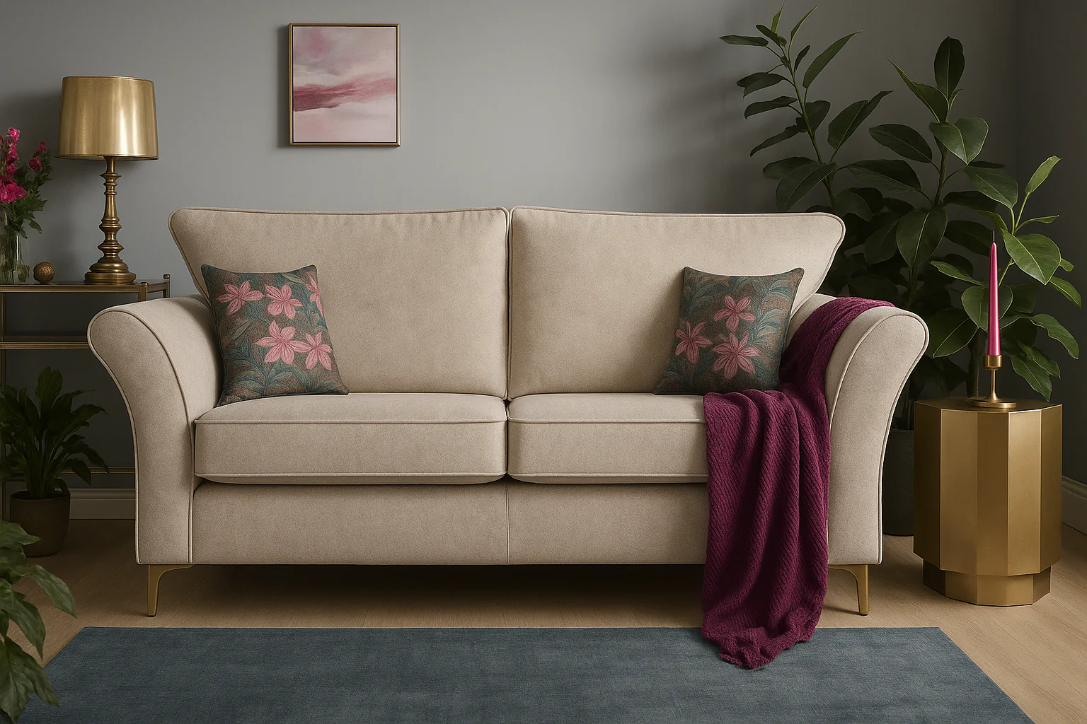 Verona Luxury 2 Seater Milano Teal Blue Fabric Sofa With Steel Legs - Image 10
