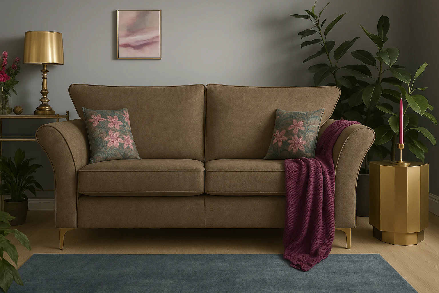 Verona Luxury 2 Seater Milano Teal Blue Fabric Sofa With Steel Legs - Image 15