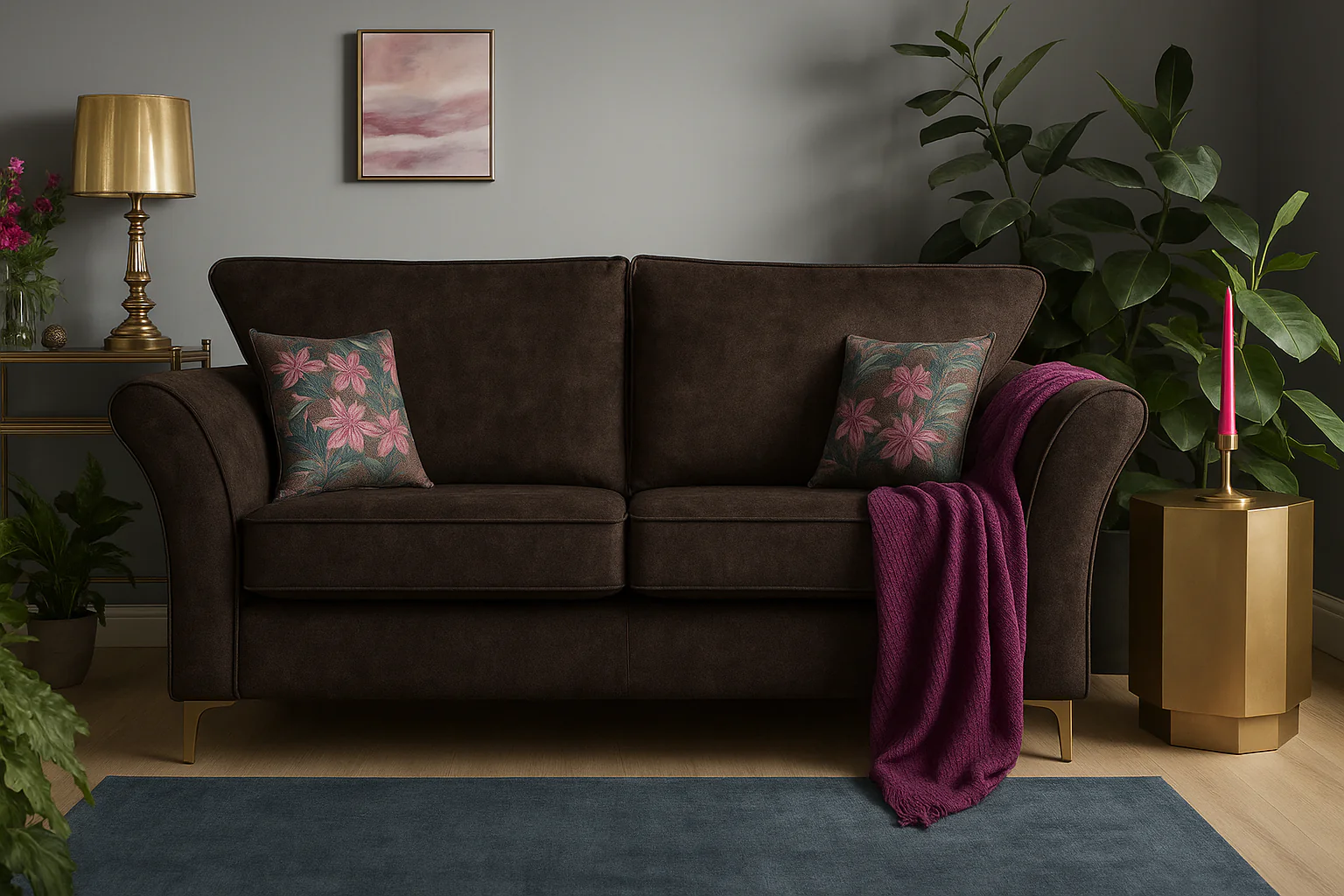 Verona Luxury 2 Seater Milano Teal Blue Fabric Sofa With Steel Legs - Image 16