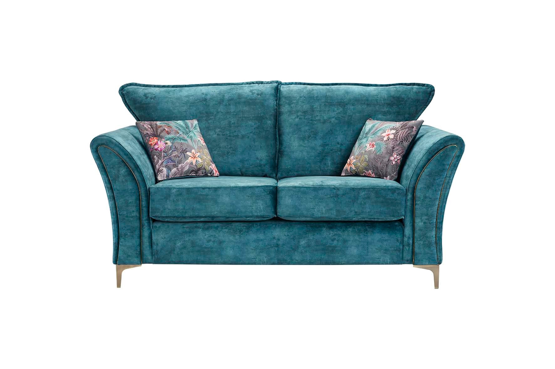 Verona Luxury 3+2 Seater Milano Teal Blue Fabric Sofa Suite With Steel Legs - Image 5