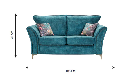 Verona Luxury 3+2 Seater Milano Teal Blue Fabric Sofa Suite With Steel Legs - Image 6