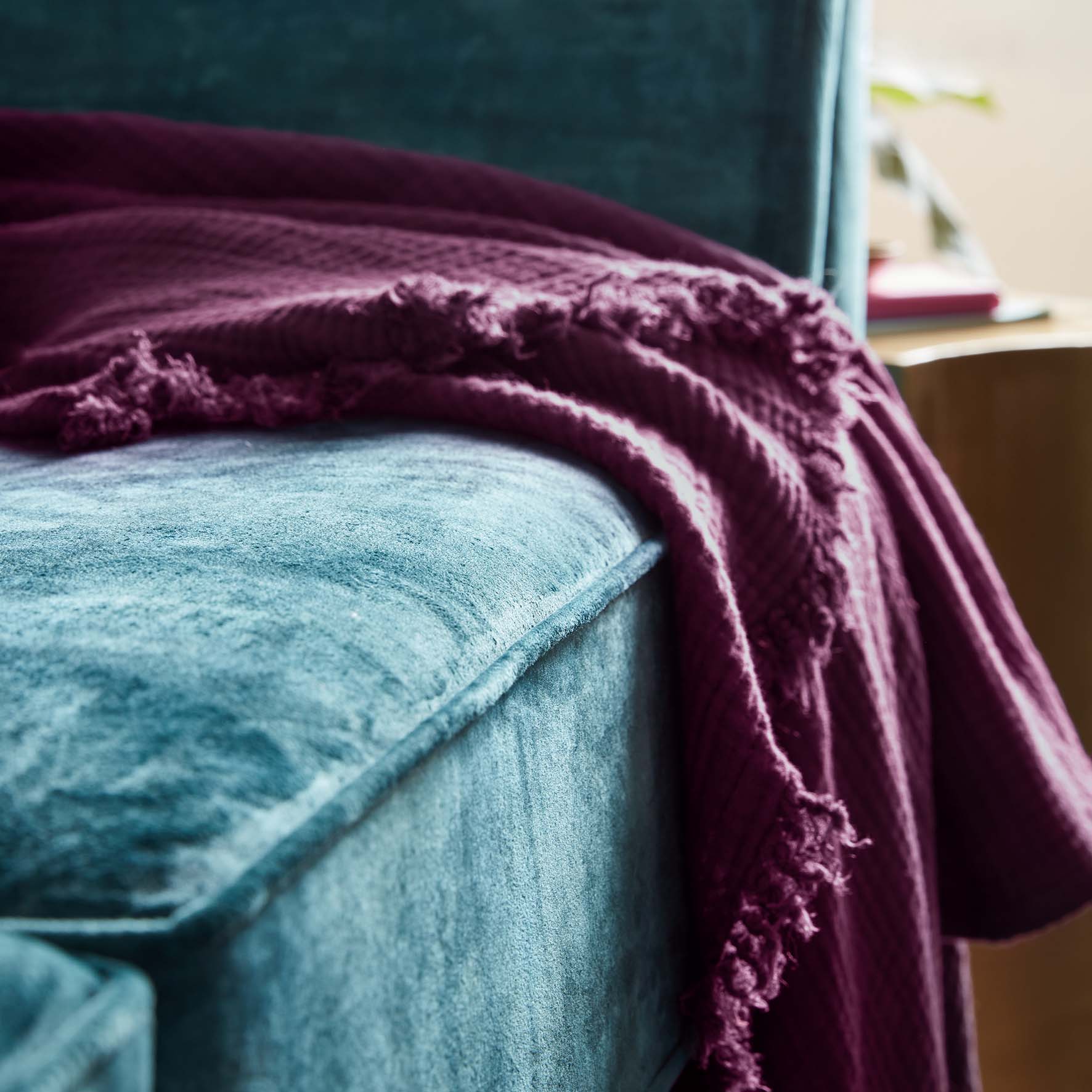 Verona Luxury Milano Teal Blue Fabric Sofa With Steel Legs - Image 6