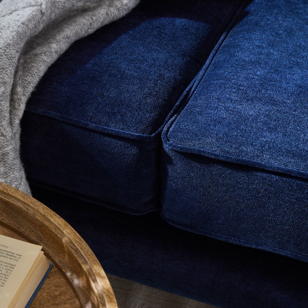 Windsor Fabric Sofa in Aston Navy Blue Velvet Fabric and Different Color Options - Image 3