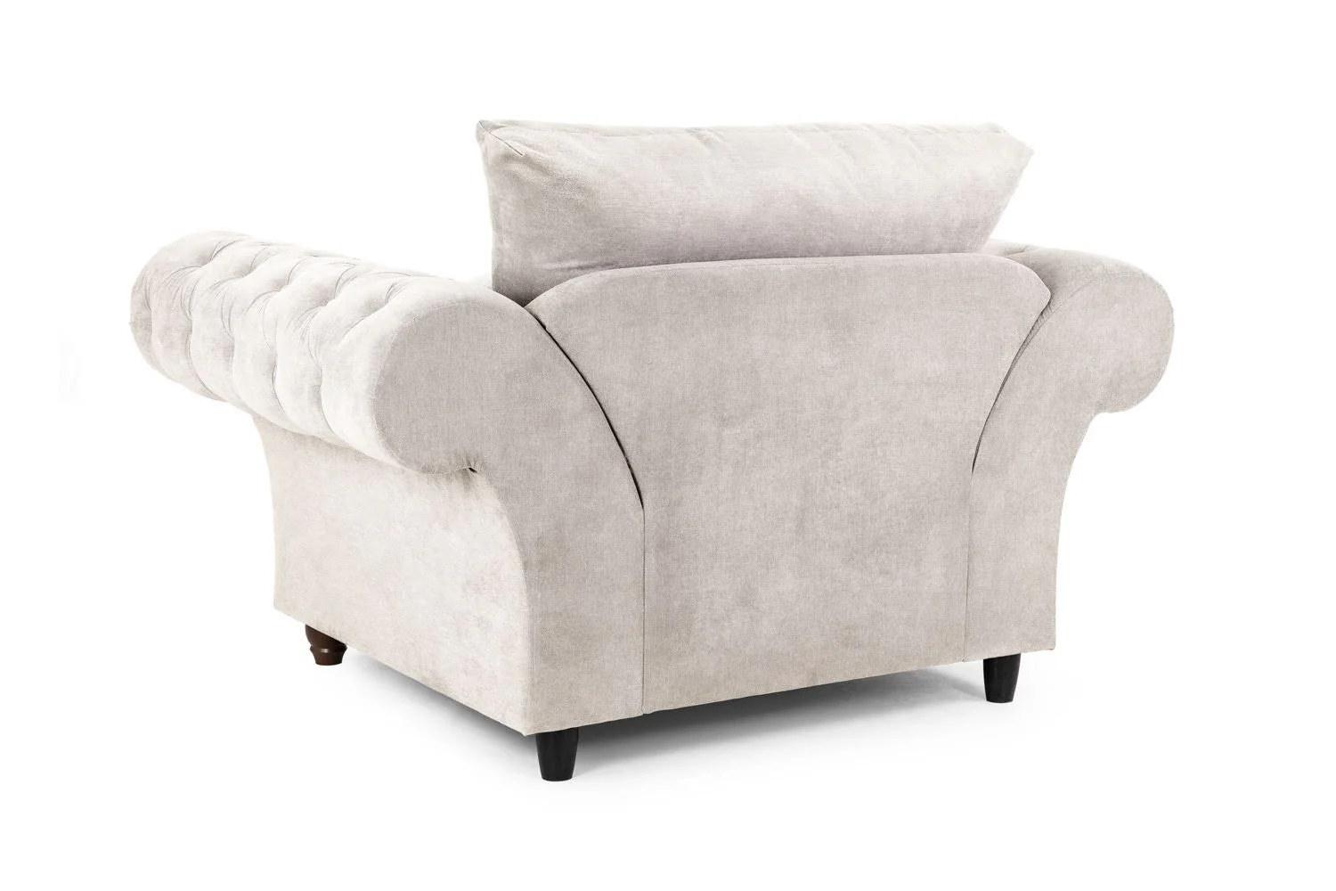 Stone Fabric Fullback Armchair Buttoned Tufted Scroll Arms - Image 2